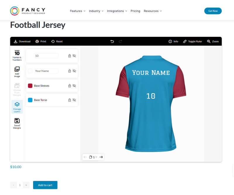 Fancy Product Designer showing print-on-demand customization with text/image upload