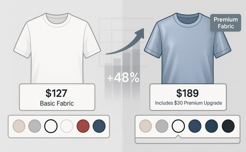 AOV increase visualization showing $127 vs $189