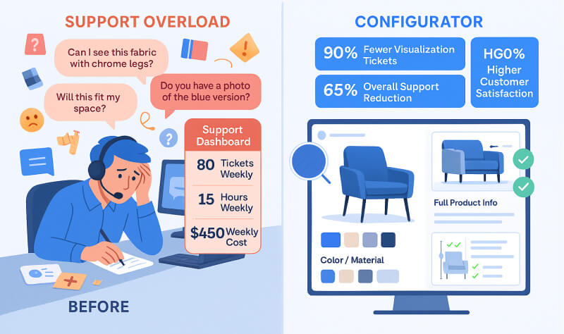 Customer support ticket reduction chart